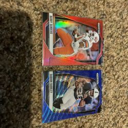 2025 Saquon Barkley Blue Wave Prizm #/299 & Barry Sanders Red Prizm #/399 Football Cards Running Back Legends