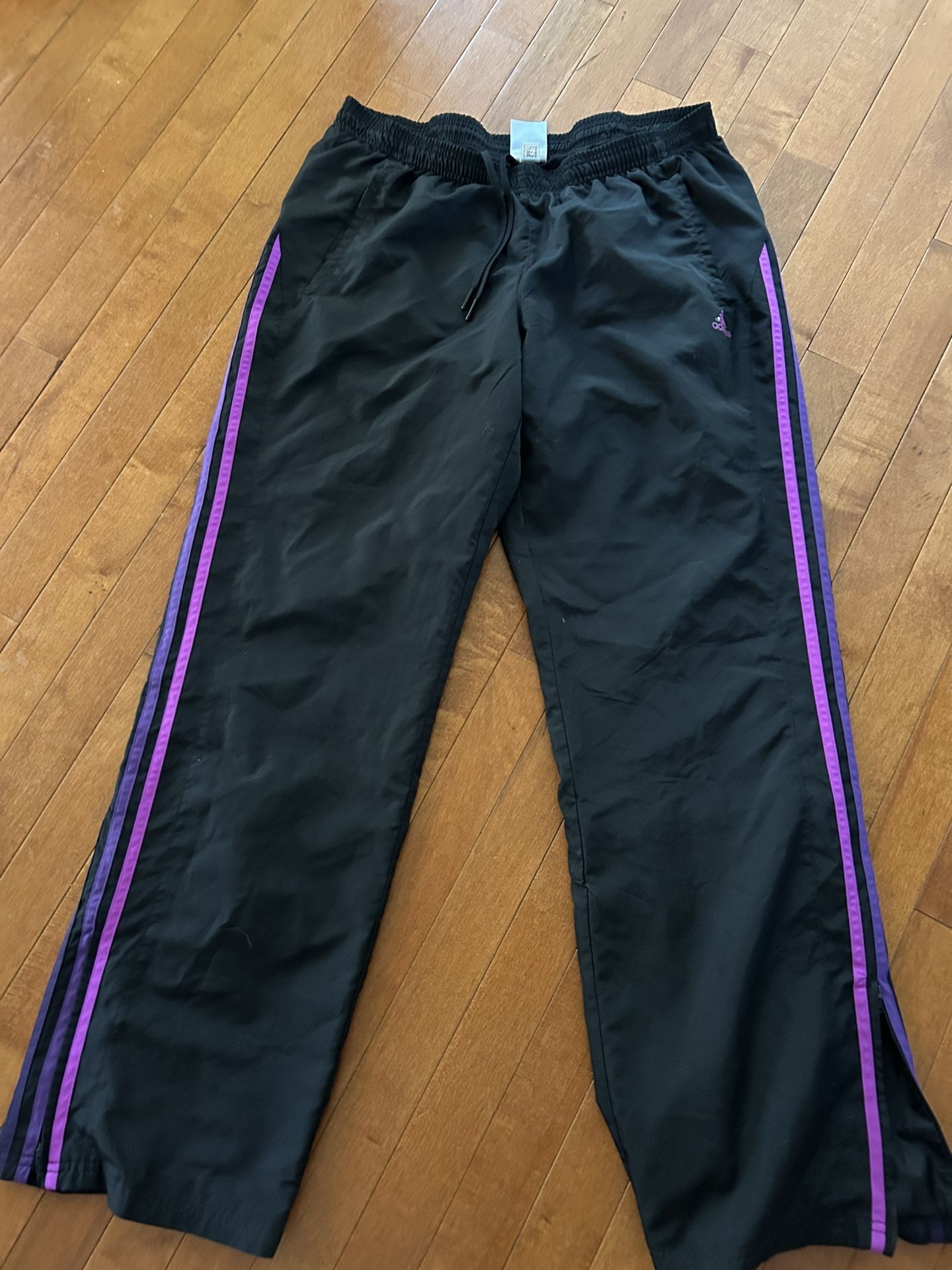 Adidas Large Windbreaker Pants, Work Out, Black Purple