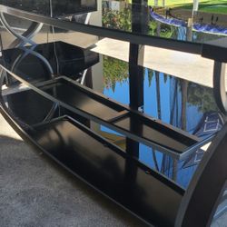 55" TV Stand With Glass Shelves 