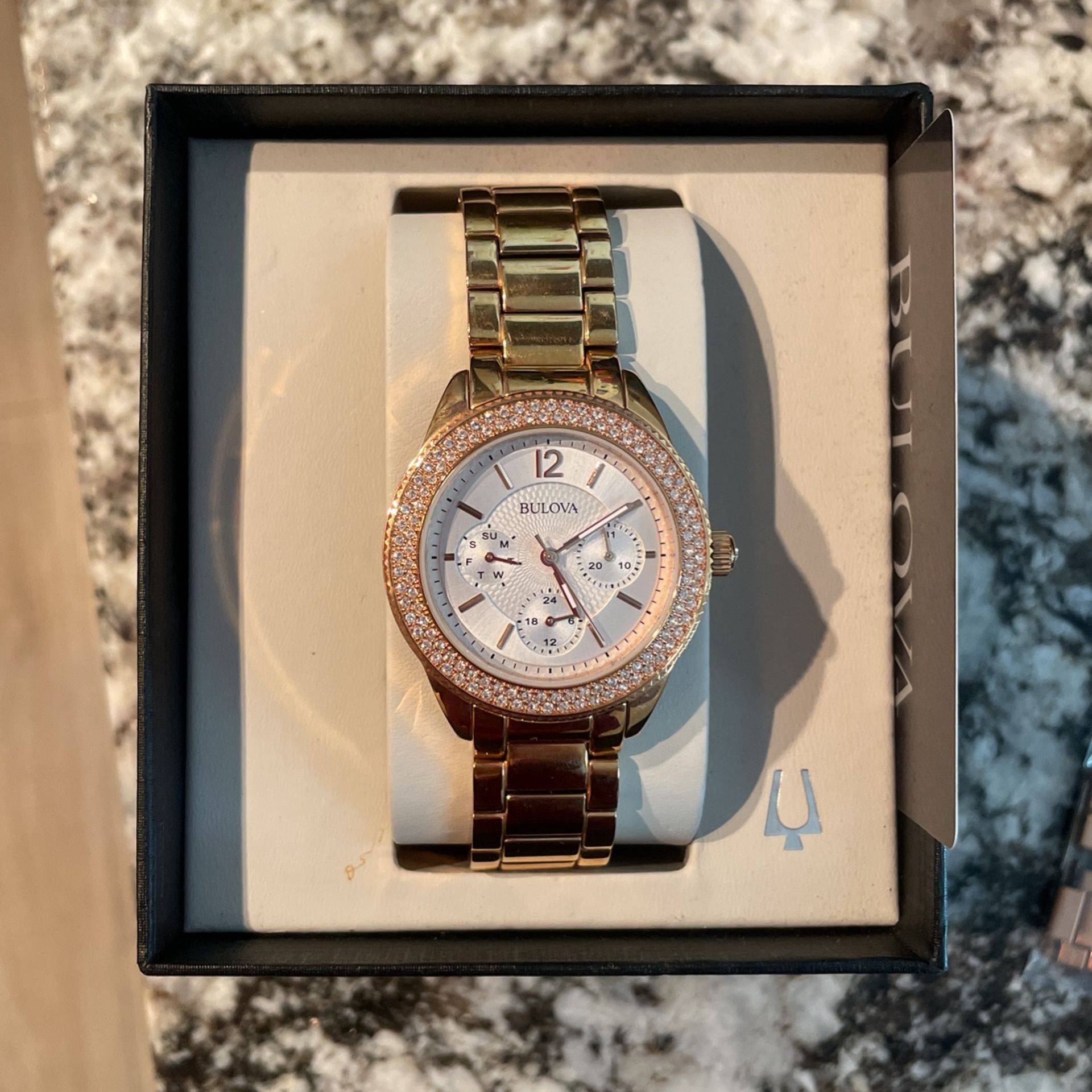 Bulova Women's 97N101 Swarovski Crystal Rose Gold Tone Watch
