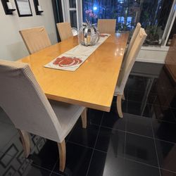 Birch Wood Dinning Room Table of 6