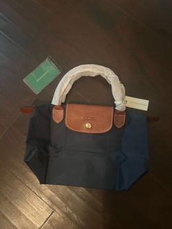 Navy longchamp small tote bag