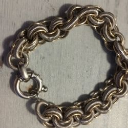 925 Sterling Silver Milor Italy Triple Link Bracelet