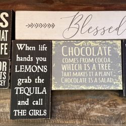 Wooden Box Signs with Wooden Corkboard Frame