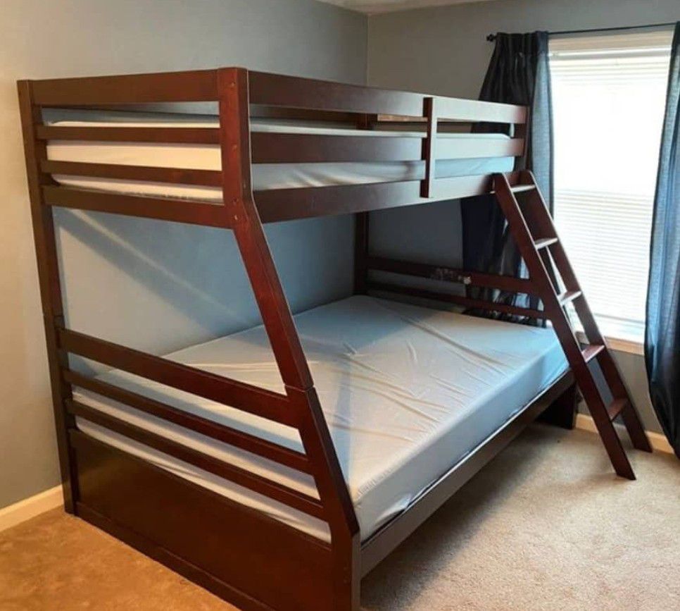 Brown Twin Full Bunk Bed 🚛 Fast Delivery 