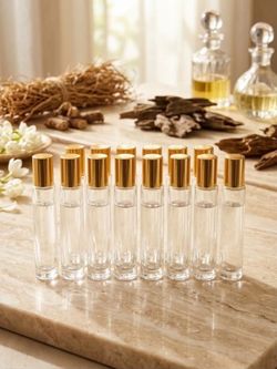 Set of 10 Empty Glass Roller Bottles