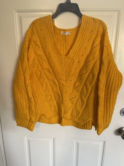 Anthropology Sweater Size M Bright Yellow 