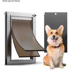 Dog Door All Aluminum Medium, Doggy Doggie Cat Door, Heavy Duty Pet Door for Install in Interior 
