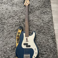 Vintage V4BBL Blue Bass Guitar