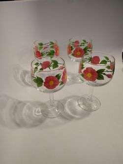 Set of 4 Franciscan desert rose glass goblets