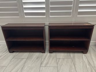 Pair of Dark Wood Nightstands / Small Bookcases