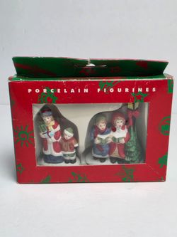 Mervyns 1995 Village Square Mini Figures  ~ Carollers and Mother with Child
