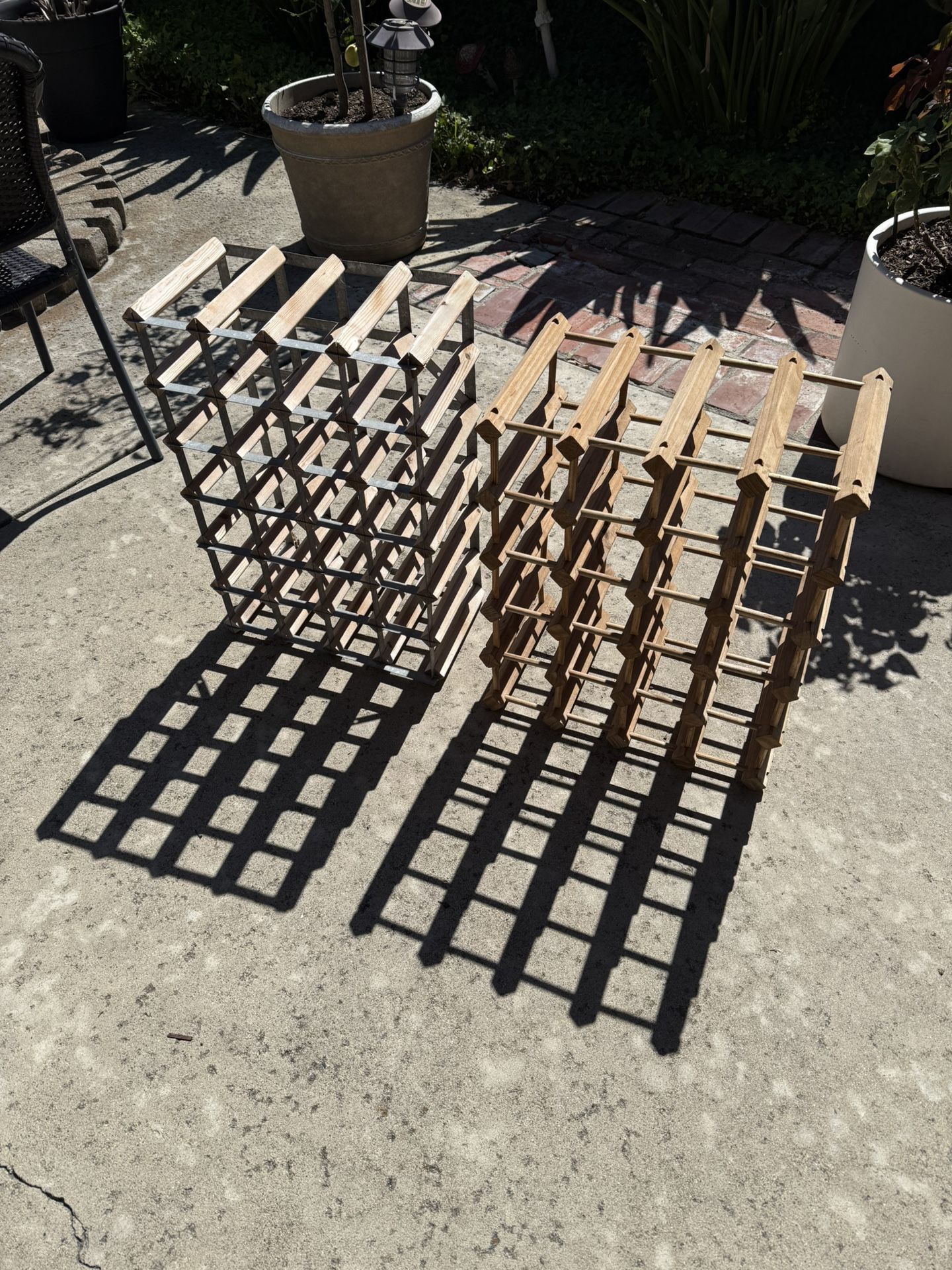 1 Wood And 1 Wood And Metal Wine Rack. Great Condition. 