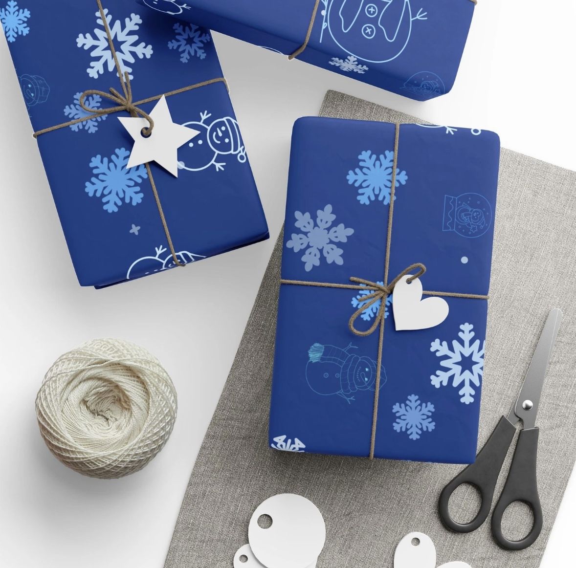 Snowflake Wrapping Paper, Christmas Gift Wrap, Holiday Packaging, Winter Gift