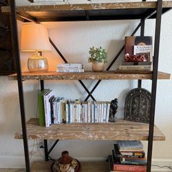 Amelia Metal & Wood Bookcase – Designer Piece – 4 Shelves – $180 (Miami Beach)