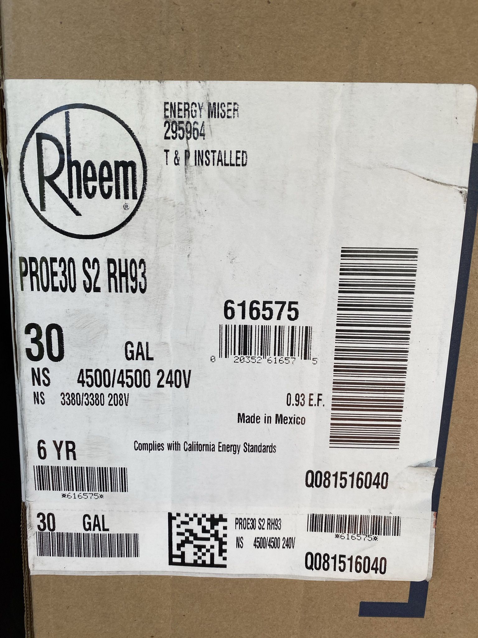 Electric Water Heater 30 Gll