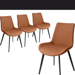 Brown Dining Chairs (4) - Faux Leather