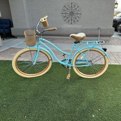 Huffy, Nel Lusso Classic Cruiser Bike with Women's, Blue, 26" 