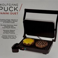 Wolfgang Puck Panini Duet Nonstick Stainless Steel Panini Maker New in Box