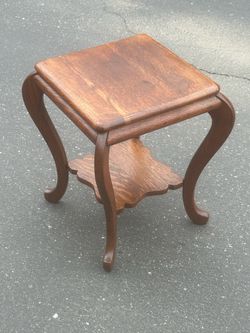 Antique Wood Side Table with Lower Shelf