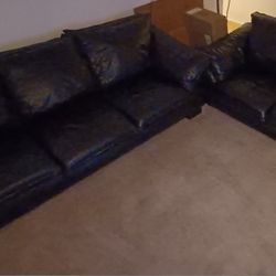 Black Leather Couch & Loveseat