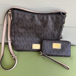 Vintage MK Crossbody 10”x10” and Wallet 7”x 3  1/2”
