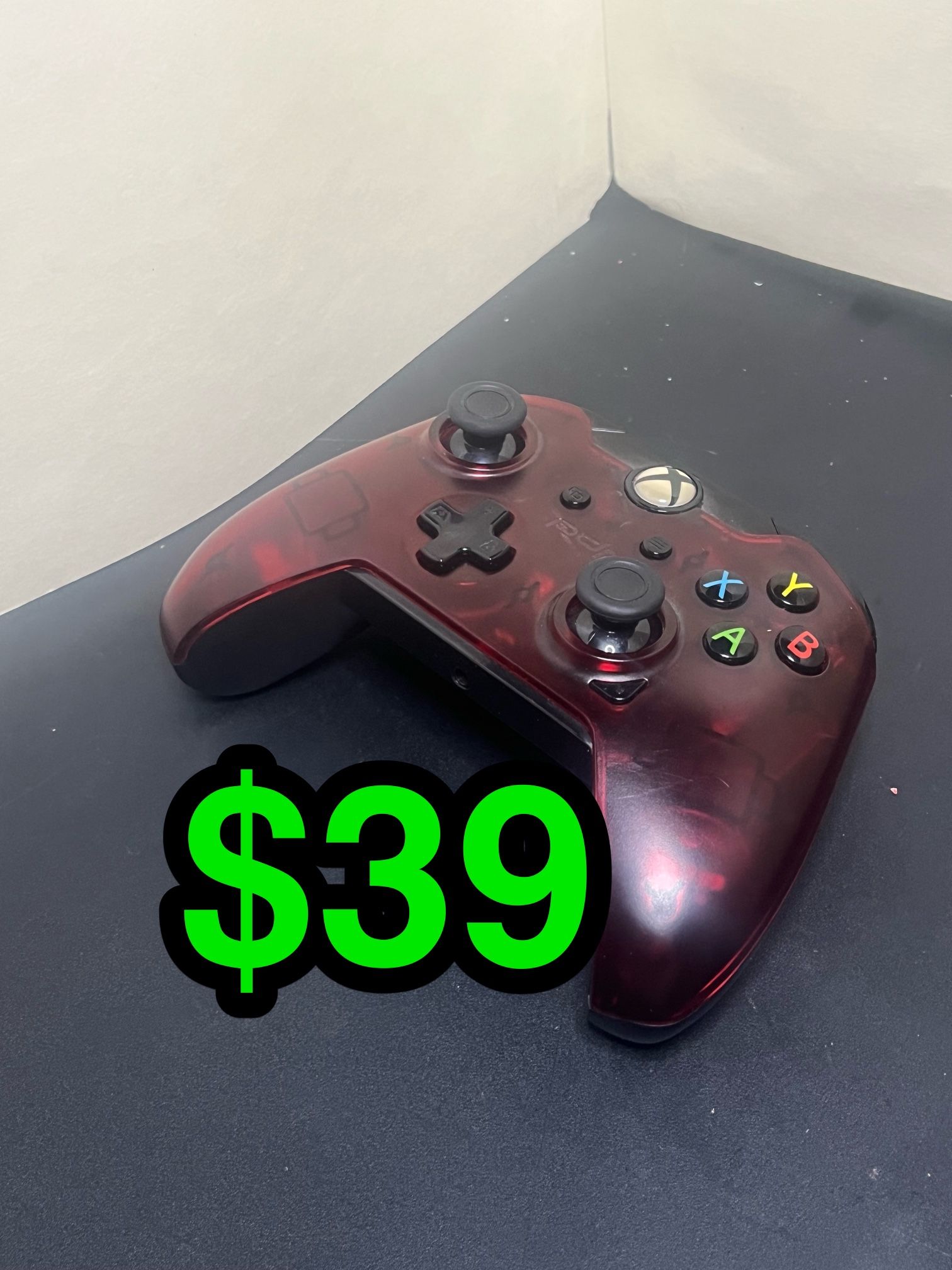 🎮 Dark Transparent Red Xbox One WIRED Controller – Mini-USB – Rare Shell 🎮  . . . . . . . . . . . . . . . . . . . . . . . . . . . . . . . . . . . . 