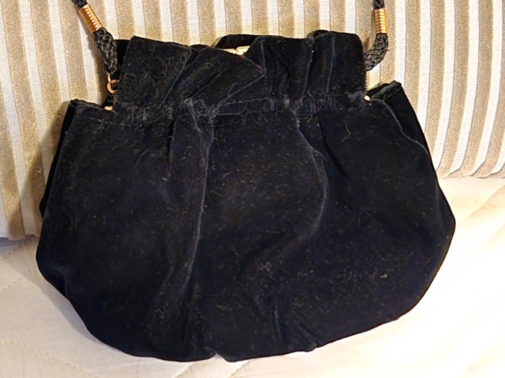 Vintage Black Velvet La Regale Evening Bag