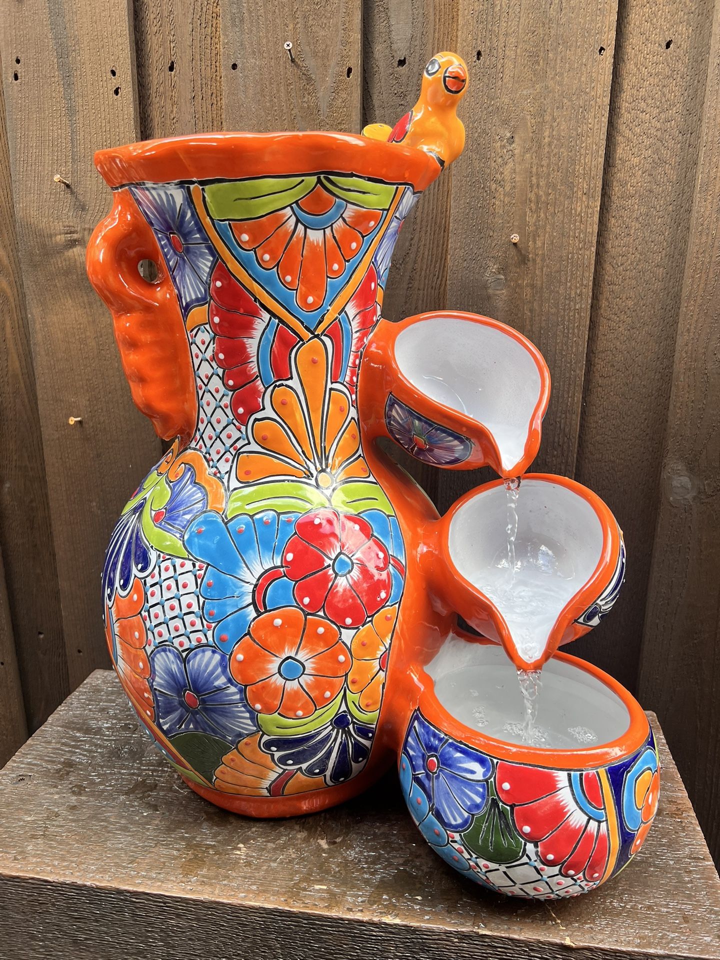 Mexican Talavera Water Fountain, Pottery, Clay Pot.