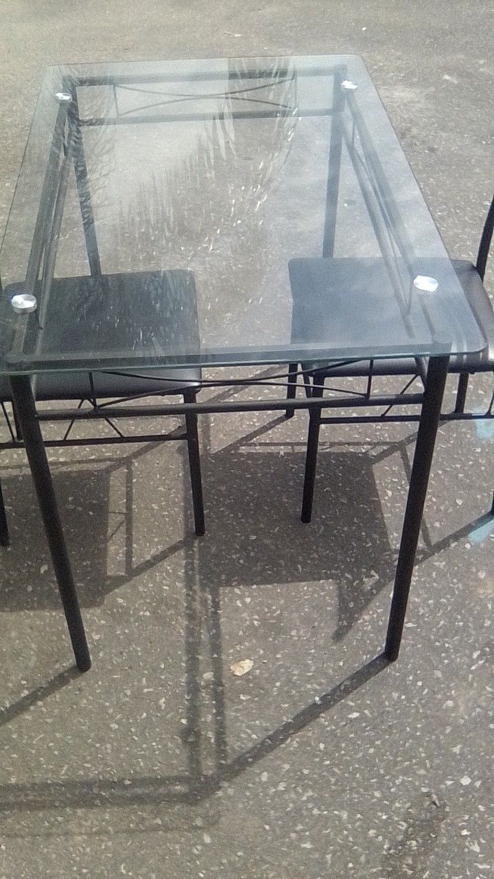!! Dinning Room Table And 2 Chairs Glass Top 30 in Height  Serious Buyers Only 