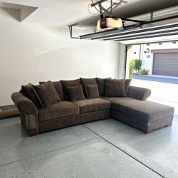 Brown Sectional With Chaise Lounge