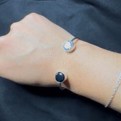 925 Sterling Silver Bracelet with Dual Zirconia Design