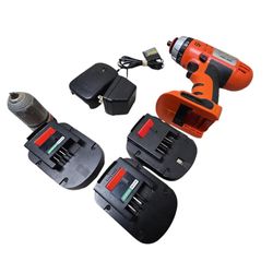 Black & Decker Fire Storm 14.4V Drill w/ 3/8" Chuck FS1202D & 3 Batteries