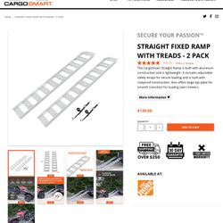 CargoSmart Straight Fixed Aluminum Loading Ramps with Treads – 2 Pack
