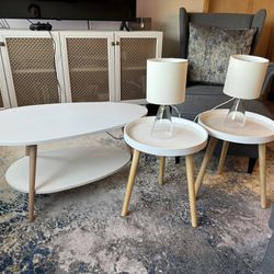Coffee Table, 2 End Tables, And 2 Lamps 