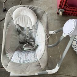 Ingenuity InLighten 6-Speed Baby Swing, Swivel Infant Seat, Nature Sounds, Lights 