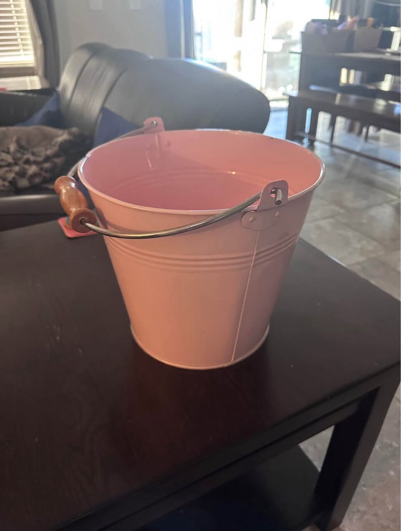 Pottery Barn kids light pink metal pails for storing toys and clothes, set of 3
