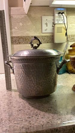 Vintage aluminum hammered ice bucket