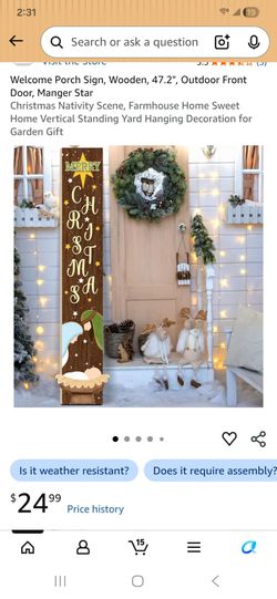 Welcome Porch Sign, Wooden, 47.2", Outdoor Front Door, Manger Star
Christmas Nativity Scene, Farmhouse Home Sweet Home Vertical Standing Yard Hanging 