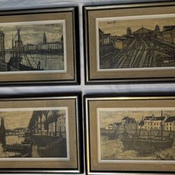 Bernard Buffet (1(contact info removed)) Prints set of 4 – framed and matted Turner Manufacturing