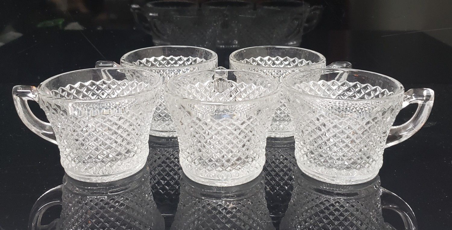 Vintage Diamond Point Punch Glasses Set-5