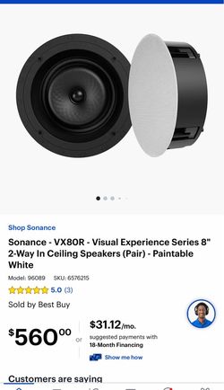 Sonance VX80R 8" In-Ceiling Speakers Pair