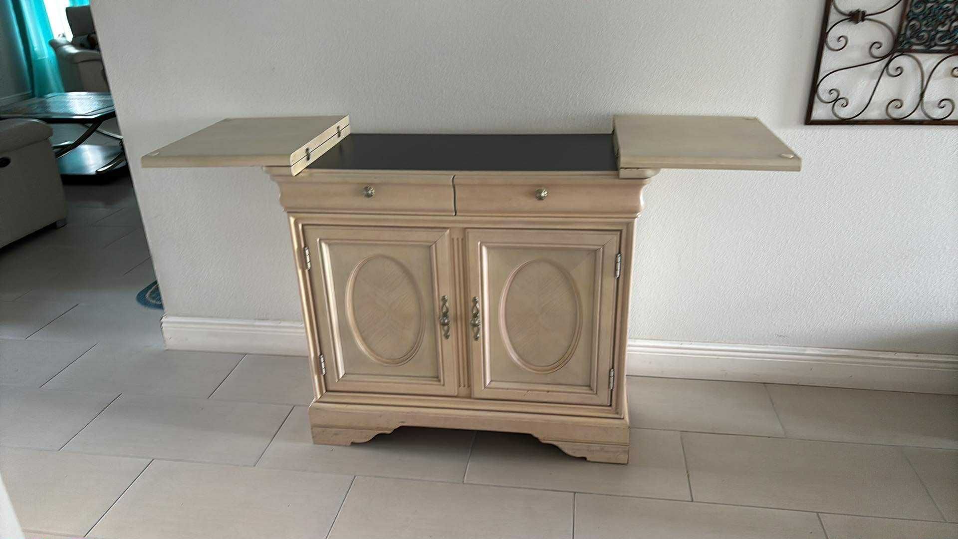 Wooden Lexington Buffet Table With Wheels Size 33.5”H X 38”Wx18”D