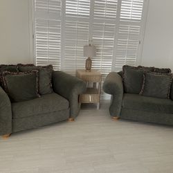 Two Green Oversized Chairs