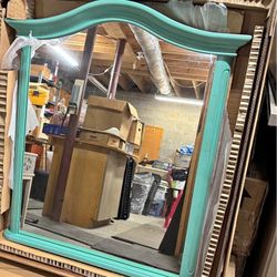 Provence 28in Hanging Teal Wall Mirror