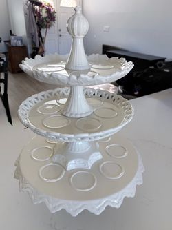 Neiman Marcus 3-Tier White Ceramic Serving Stand