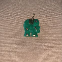 Dyed Jade Elephant Pendant 24k Gold