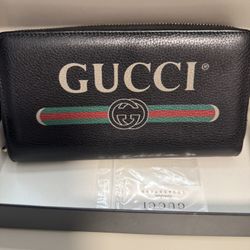 Leather Logo Long Zippy 