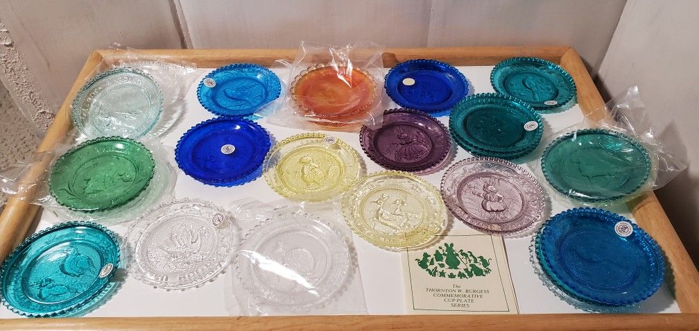 Vintage Thornton W. Burgess. Pairpoint Glass, Commemorative Cup Plates