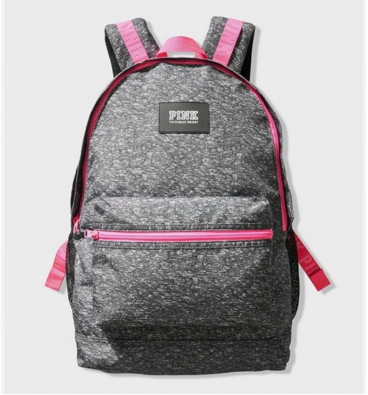 Victoria's Secret PINK Campus Backpack Heather Anthracite Gray White Pink